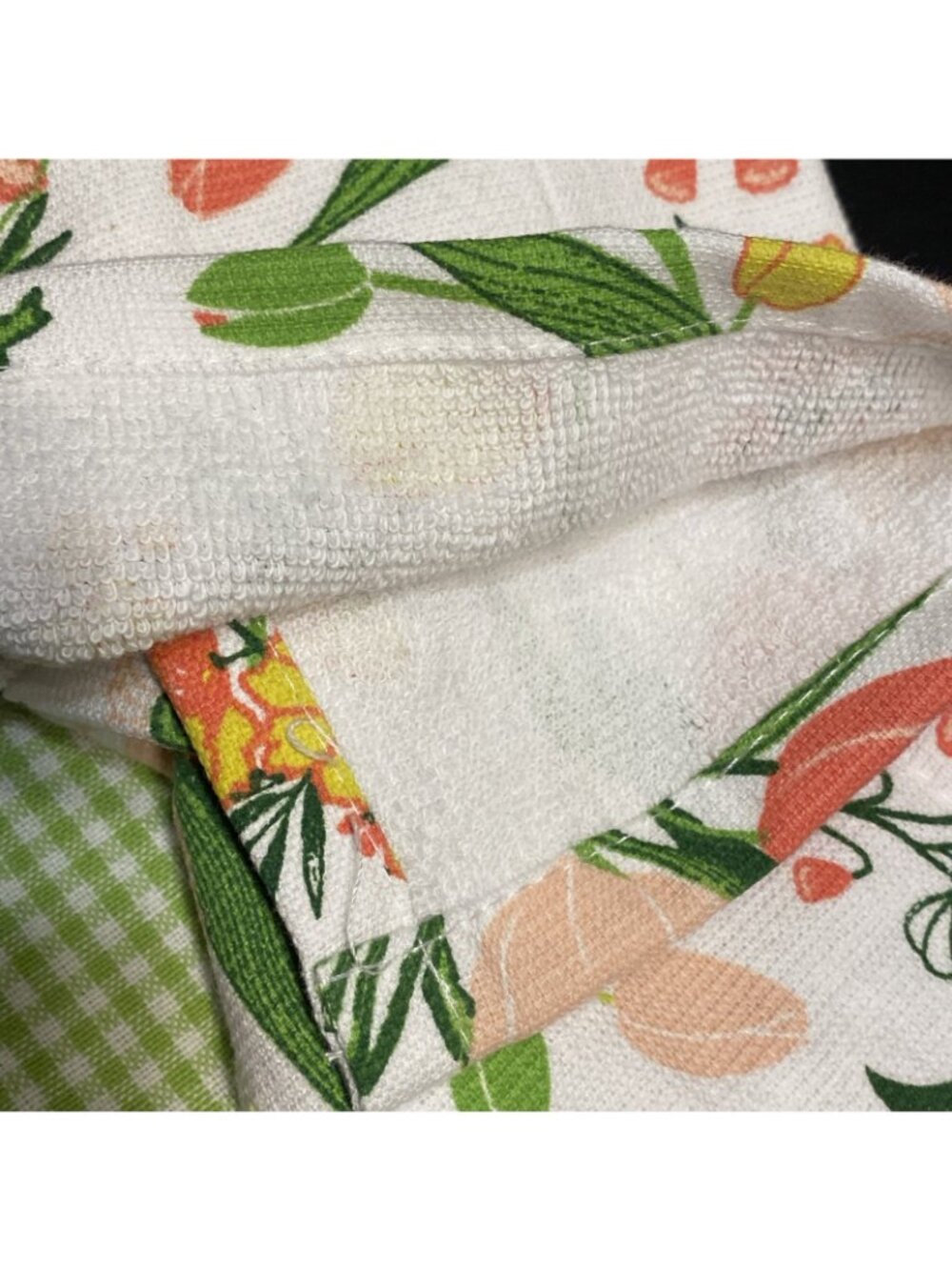 LOT of 6 Kitchen Hand Tea Towels Floral & Gingham Checkerboard Tulips Daisy Set - Picture 13 of 16